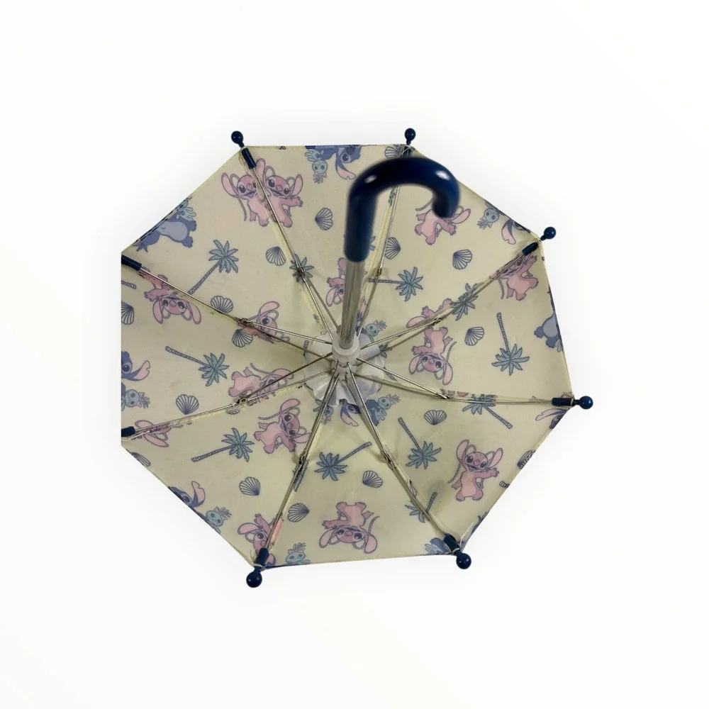 Disney Stitch Umbrella Kids Doll Cream Blue Excellent Tropical Angel Rain Gear